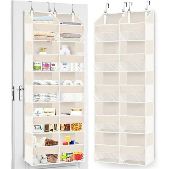 Over The Door Organizer 5 Tier Hanging Storage Rack with 10 Compartments Beige - Picture 7 of 7
